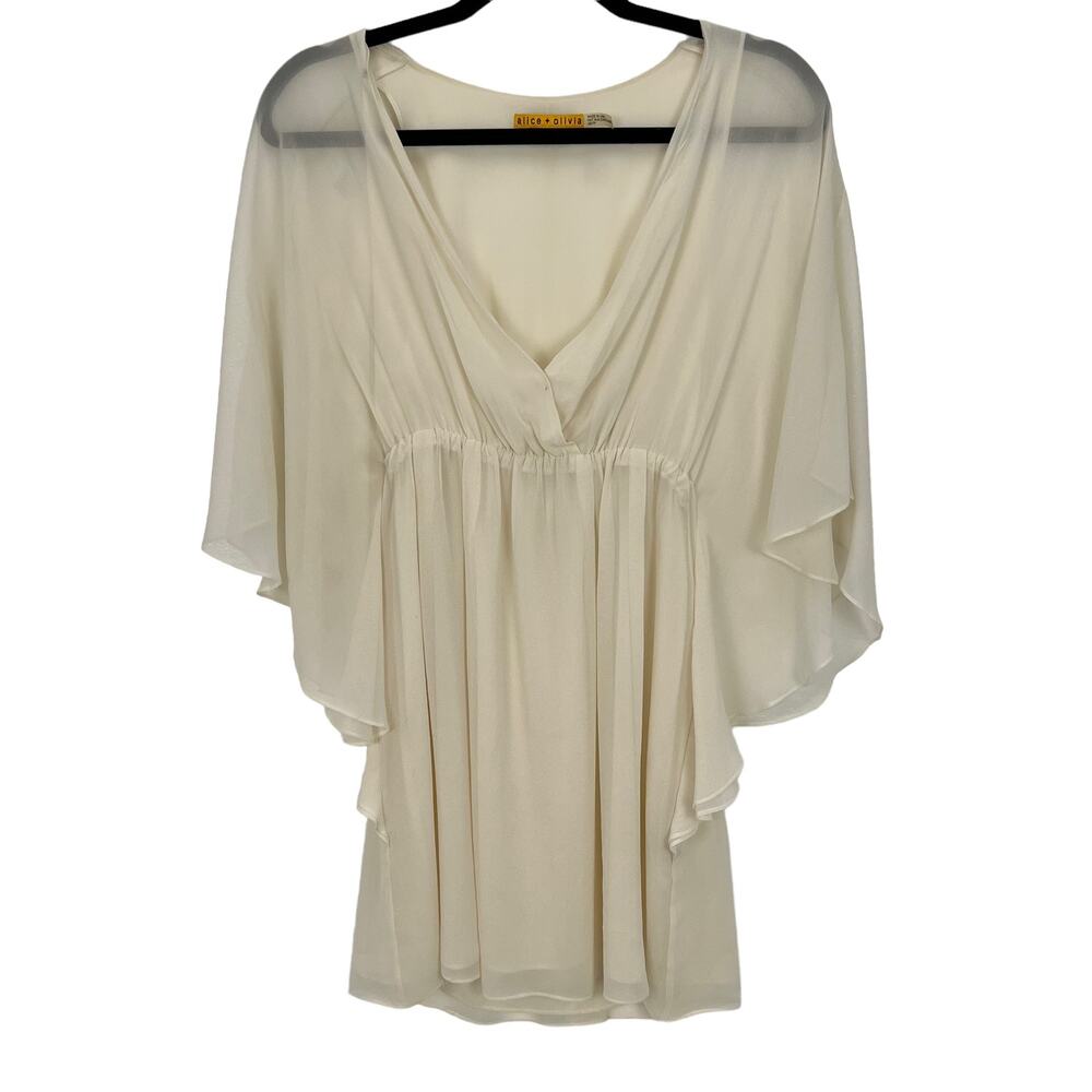 Alice + Olivia Cream Flowing V‑Neck Blouse